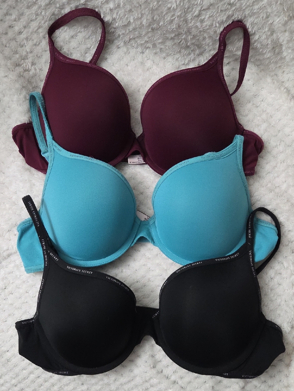 Victoria's Secret Smooth T-shirt Bras - Black, Blue & Burgundy